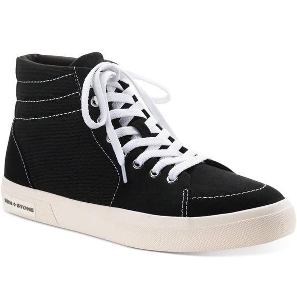 NWT SUN STONE Mens Black Jett Round Toe Platform Lace-Up
Sneakers Shoes - Picture 1 of 4